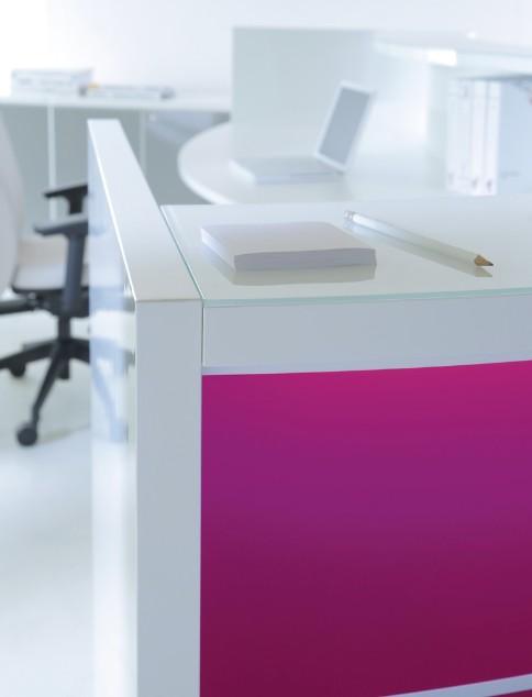 Bureau d'accueil Valde en forme de vague version haute - MDD - Blanc, Fushia brillant, Droite_3