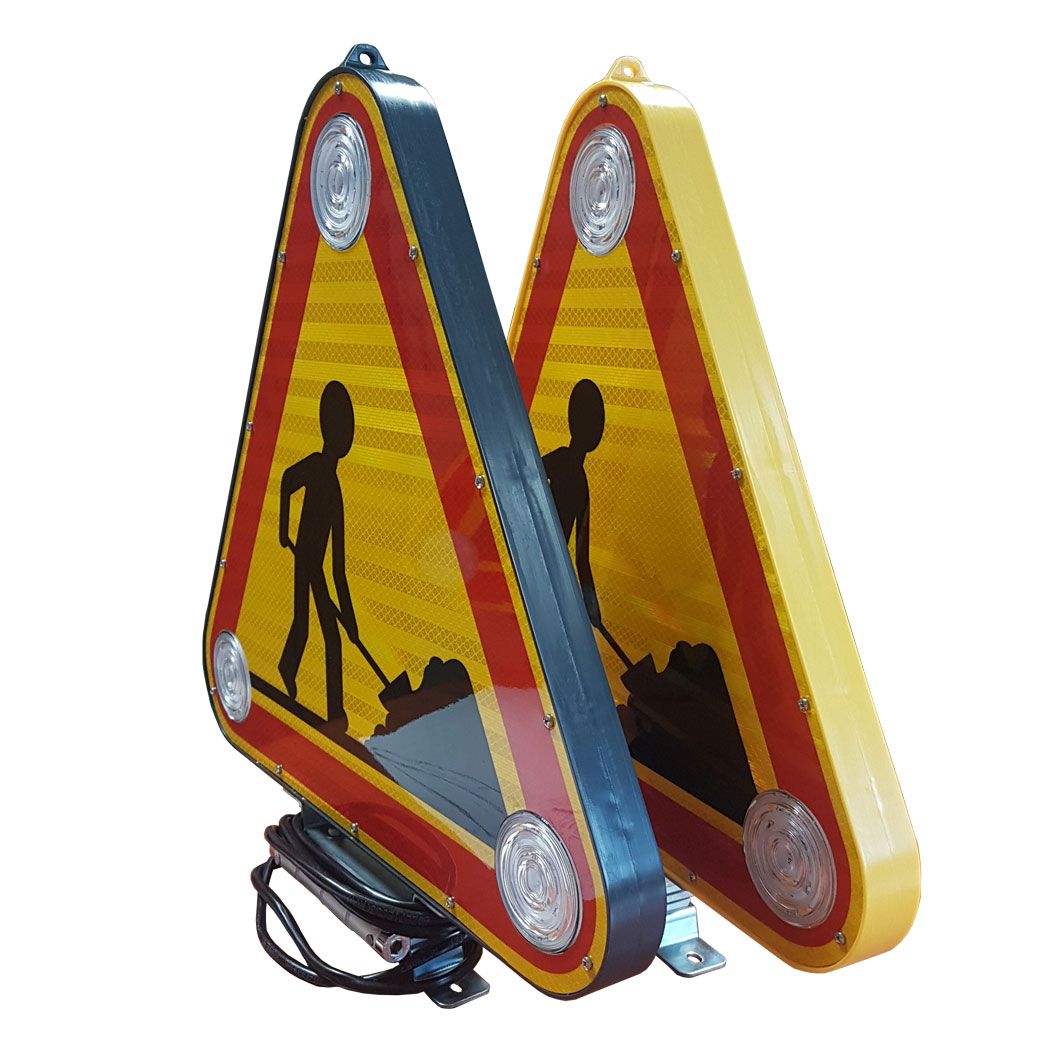 Triangle LED d'intervention pour chantier - Triflash avec film rétroréfléchissant AK5, 12 LEDs dernière génération, taille 500mm ou 700mm_3