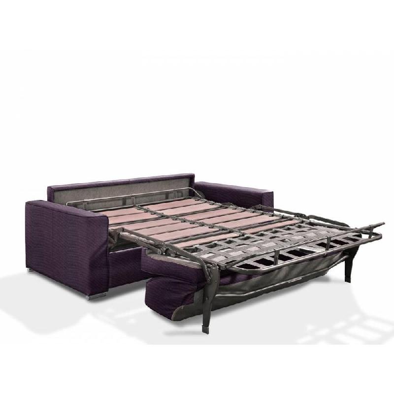Canapé convertible 2-3 places Excellence 120 cm - Sommier lattes - Matelas memory 18 cm inclus - Tweed violet_3