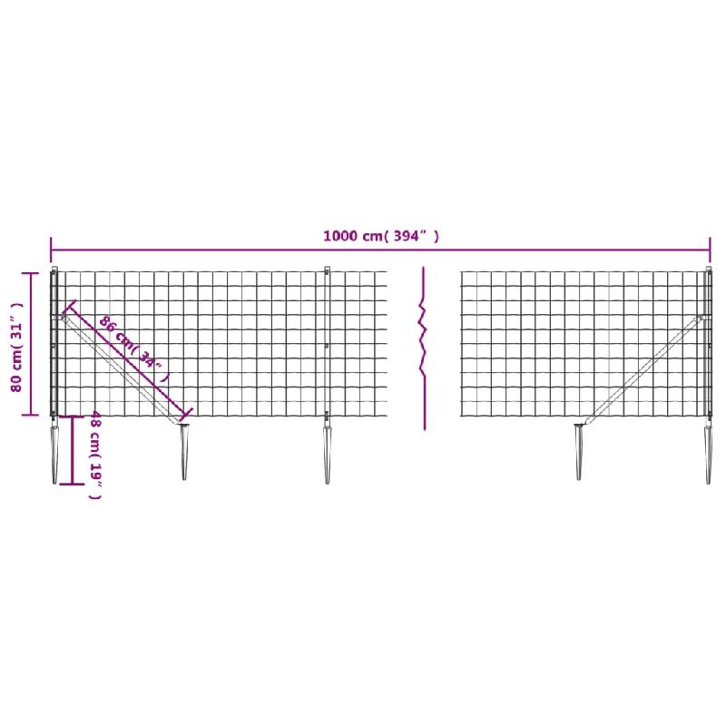 Vidaxl clôture en treillis métallique et piquet d'ancrage vert 0,8x10m 154128_3