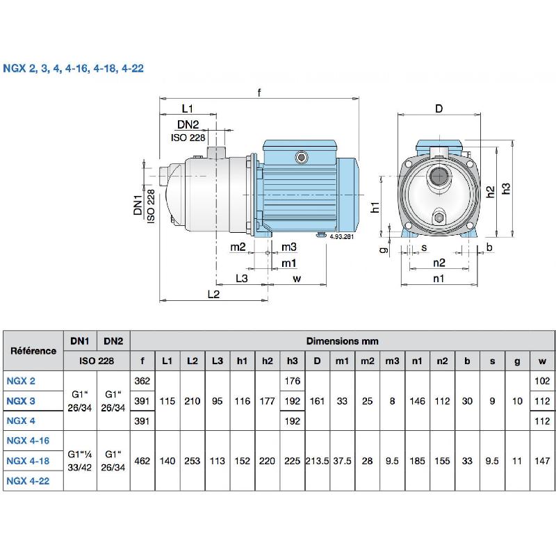 Pompe à eau auto-amorçante Calpeda NGXM 422 - Inox 1,10 kW, 8,4 m3/h, 220V - Pompe de surface pour puits - Eau claire_3