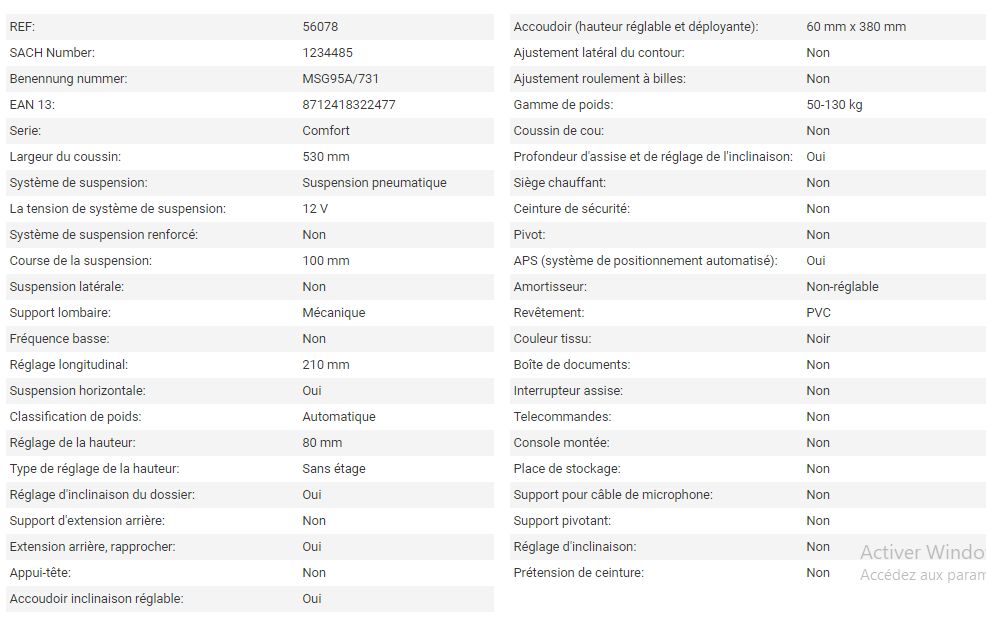 Siège de tracteur Maximo Comfort Plus - Grammer AG - suspension 100 mm - PVC - 56078_3