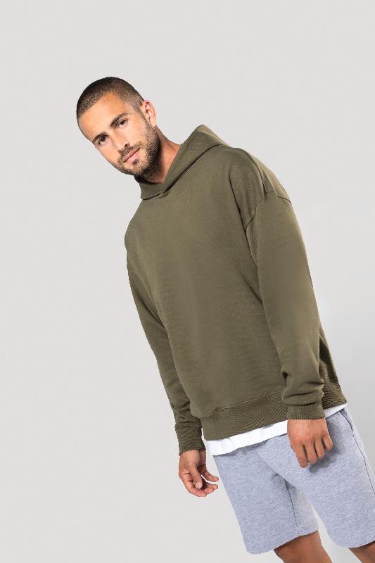 Sweatshirt à capuche molleton oversize unisexe - Réf : K4018 - Coupe streetwear avec poche zippée invisible - Kariban_3
