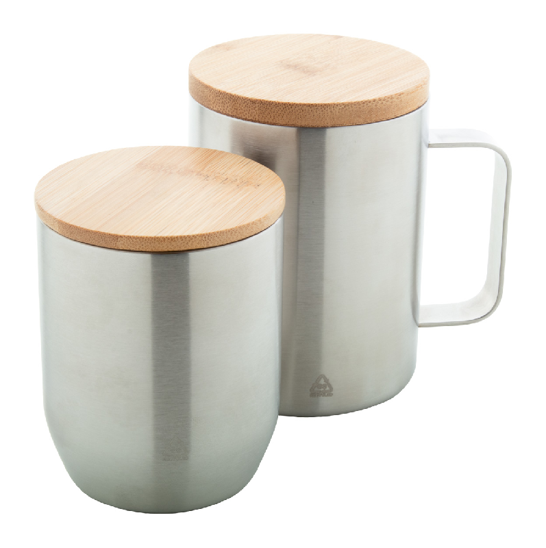 Mug thermos - double paroi en acier inoxydable recyclé - couvercle en bambou - 350 ml_3