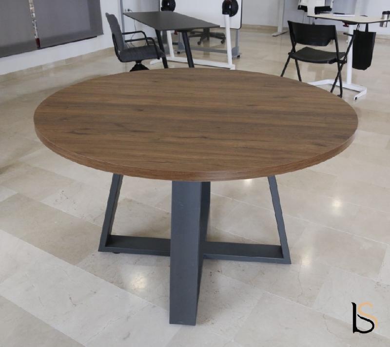 Table de réunion ronde Pyramid - 120, Anthracite, Hêtre_3