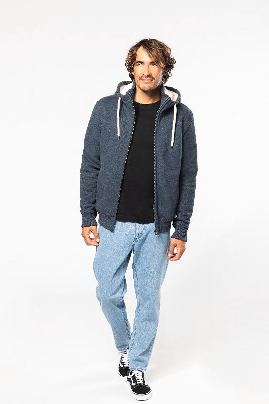 Veste vintage molleton doublée sherpa homme - Réf: KV2312 - Kariban - Look vieilli unique_3