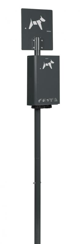 Borne de propreté hygiène canine sur poteau - 200 sacs - acier poudré anti-UV - Hygeca_3