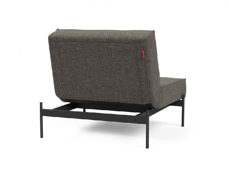Innovation Living - Fauteuil design Splitback convertible lit 90x115 cm - Flashtex Dark Grey - Pieds acier noir mat_3