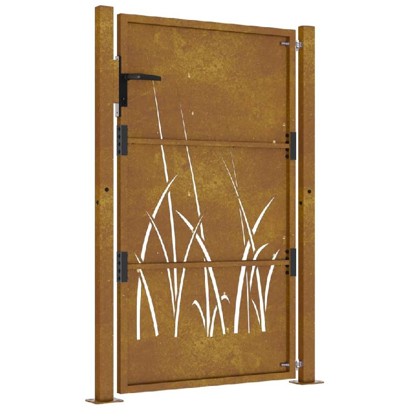 Vidaxl portail de jardin 105x130 cm acier corten conception d'herbe 153174_3