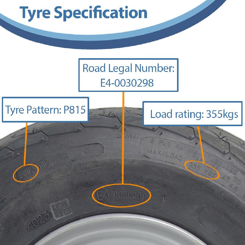 16.5x6.50-8 Trailer Tyres Wheel Assembly 100mm PCD Road Legal 355kgs (Set of 4)_3