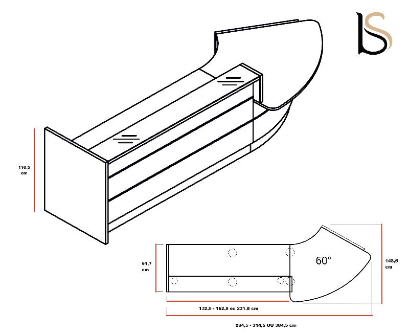 Banque d'accueil lumineuse Valde - MDD - Blanc, Blanc brillant, Droite, 284_3