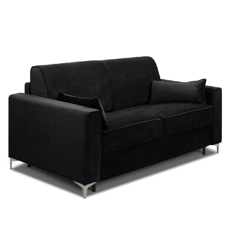 Canapé convertible express JACKSON 140cm - sommier lattes - matelas 16cm - tête de lit intégrée - polyuréthane noir_3