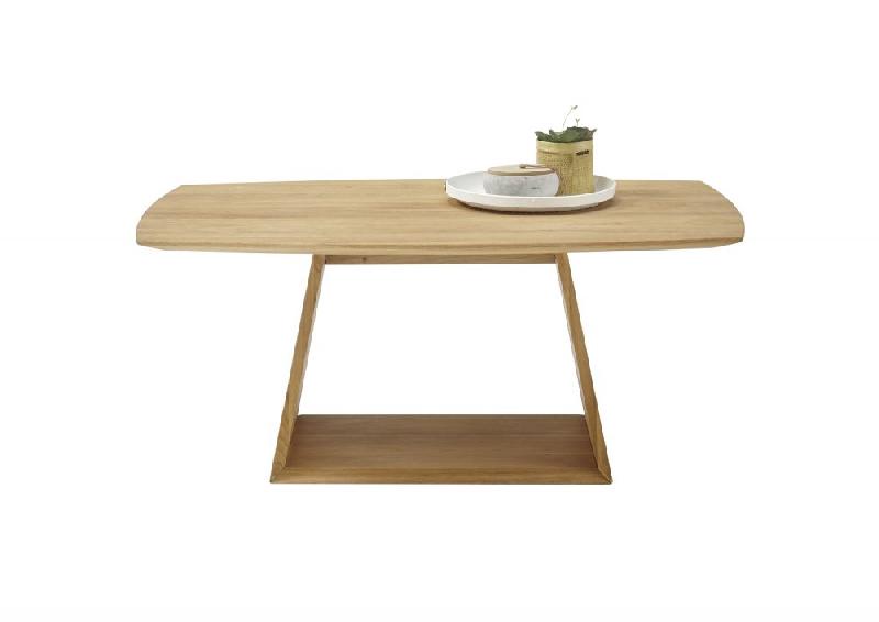 Table basse design Jacobstad - chêne sauvage massif huilé avec roulettes intégrées - 110x70 cm_3