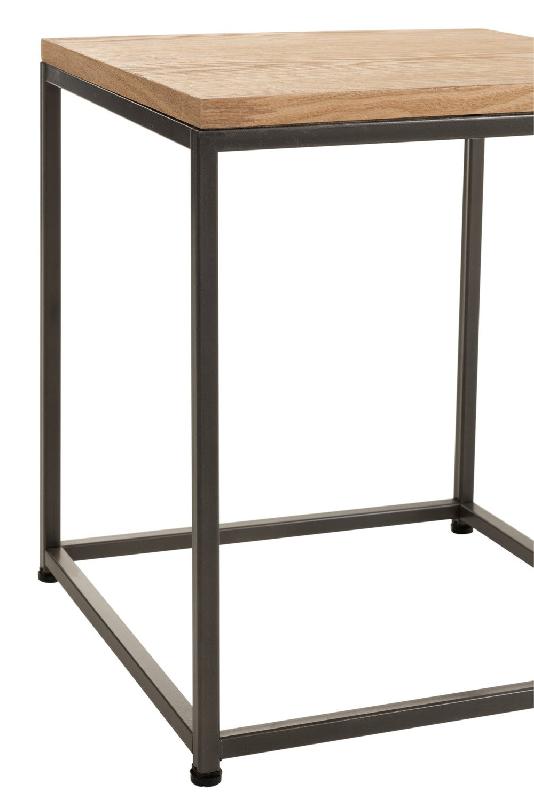Table gigogne Small BOZA - Bois naturel massif et métal - Style industriel design_3