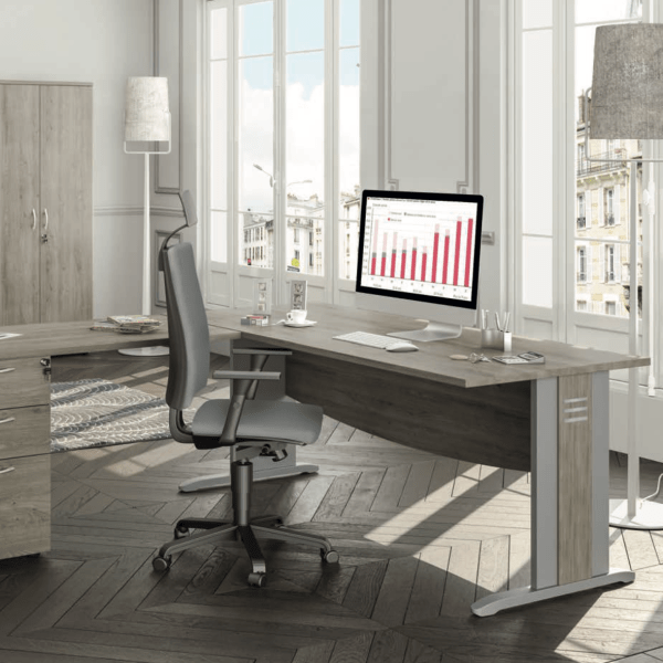 Dual - Bureaux individuels avec pieds bois revisités - Burocéan_3