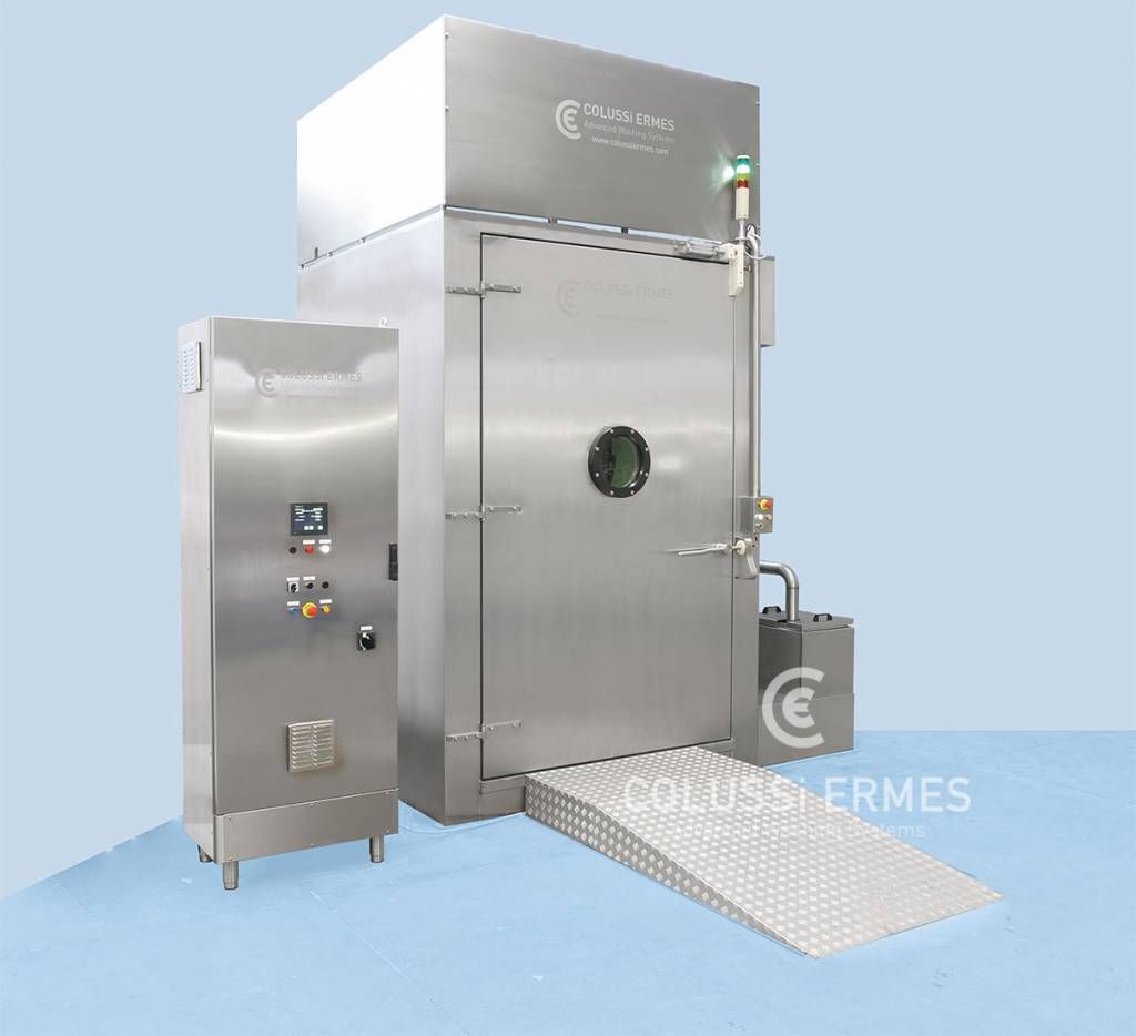 Lavage chariots et treillis - Laveuses industrielles alimentaires Colussi Ermes - 120 chariots/heure, acier inox, hautes performances_3