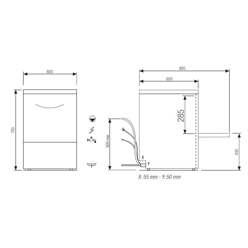 Lave-verres/vaisselle Tri 400V+N+T Panier 500x500mm Elettrobar Furnotel_3
