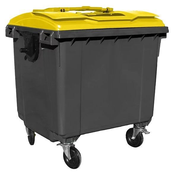 Bac de collecte roulant 4 roues avec couvercle plat - Capacité 660 L - Conforme à la norme EN 840_3