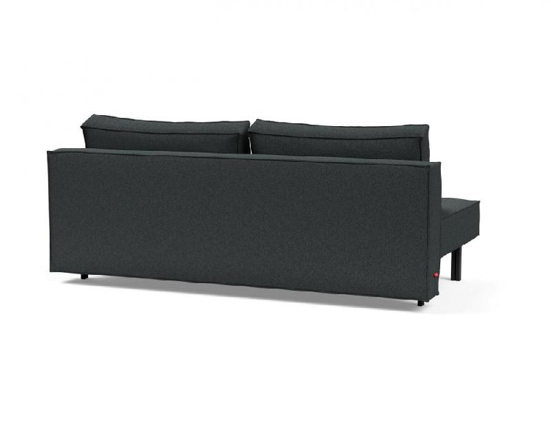 Canapé design convertible SLY - Innovation Living - Lit 140x200 cm - Pieds métal noir - Tissu bouclé Black Raven_3