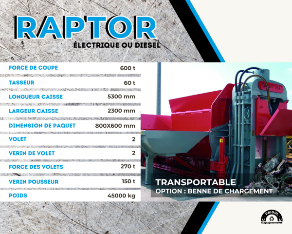 Presse cisaille transportable - Série Raptor - Euromec - pour ferrailles et métaux non ferreux_3