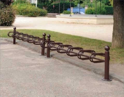 Support Vélos Province - Module 3 ou 6 places - Structure en acier avec pommeaux au choix - City, Agora, Boule, Inox brossé_3