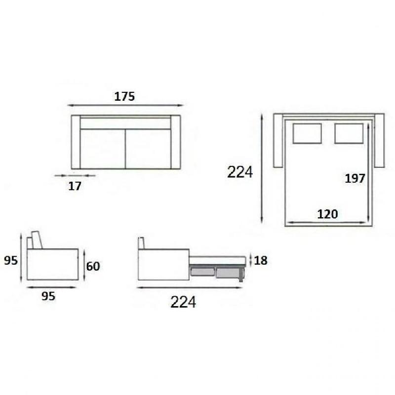Canapé convertible Excellence 2-3 places - 120 cm - Sommier à lattes RENATONISI - Microfibre taupe - Matelas memory 18 cm inclus_3