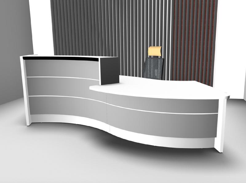 Comptoir d'accueil Valde forme vague avec accès PMR - MDD - Gris brillant, Droite_3