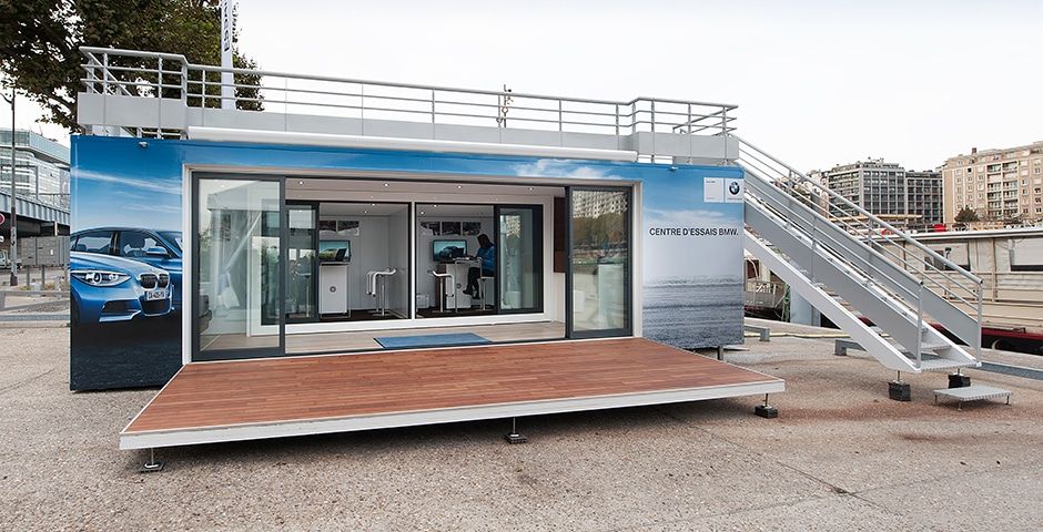 Container concession auto/moto - showroom modulable et sécurisé avec baies vitrées panoramiques_3