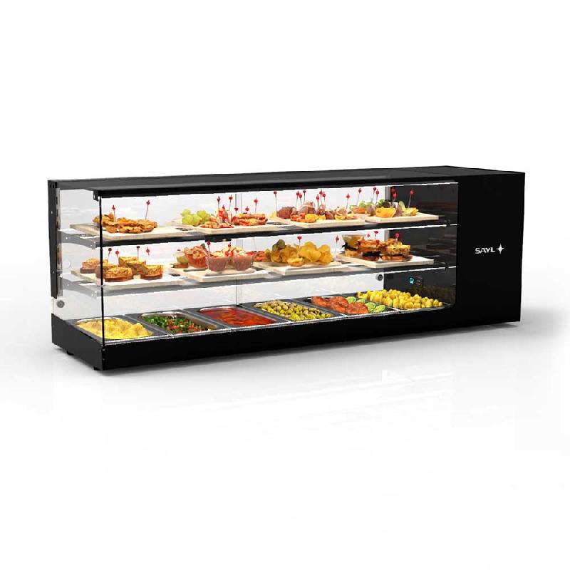 Vitrine réfrigérée LOGIC TRIPLE  - Avec étagères neutres - 6 bacs GN 1/3 | Sayl Barcelona - Avec 2 étagères_3