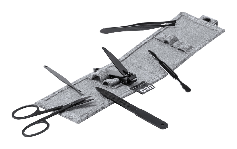 Set manucure 6 pièces - acier inoxydable - étui en feutre RPET - couleur gris - 55g_3