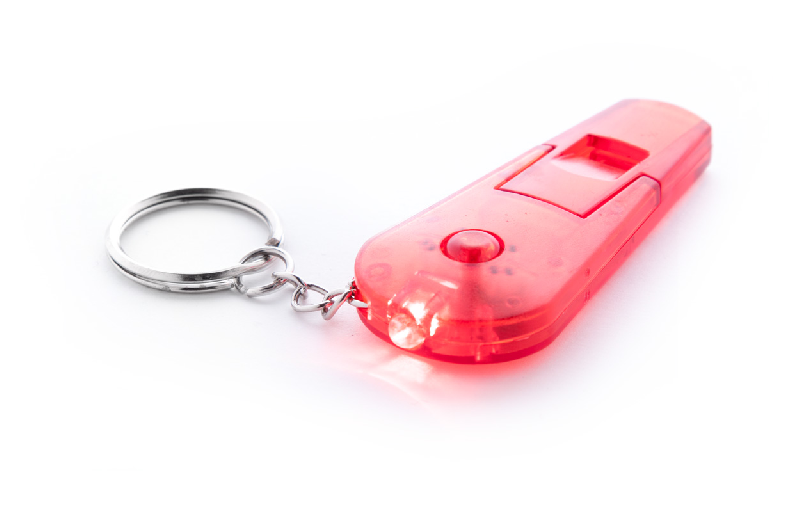 Porte-clés publicitaires - lampe/sifflet en plastique frosty - couleur rouge - poids 12g_3