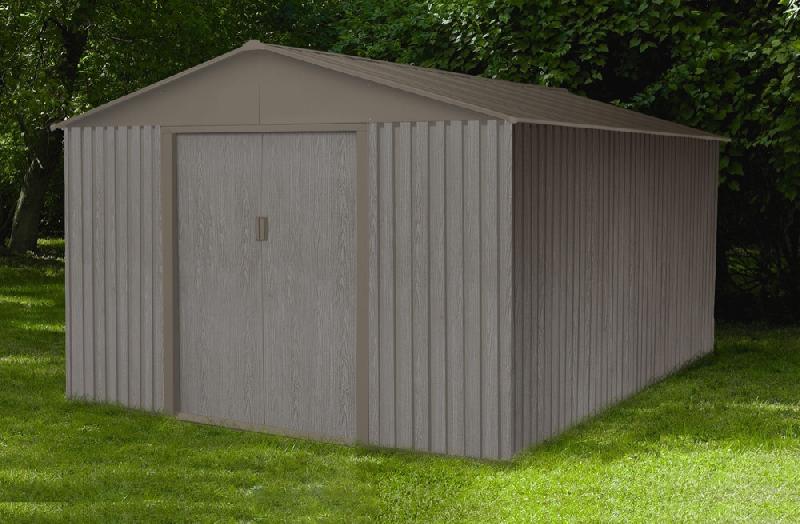 Abri jardin métal - aspect bois vieilli 1014 - 13,51 m² - gris_3