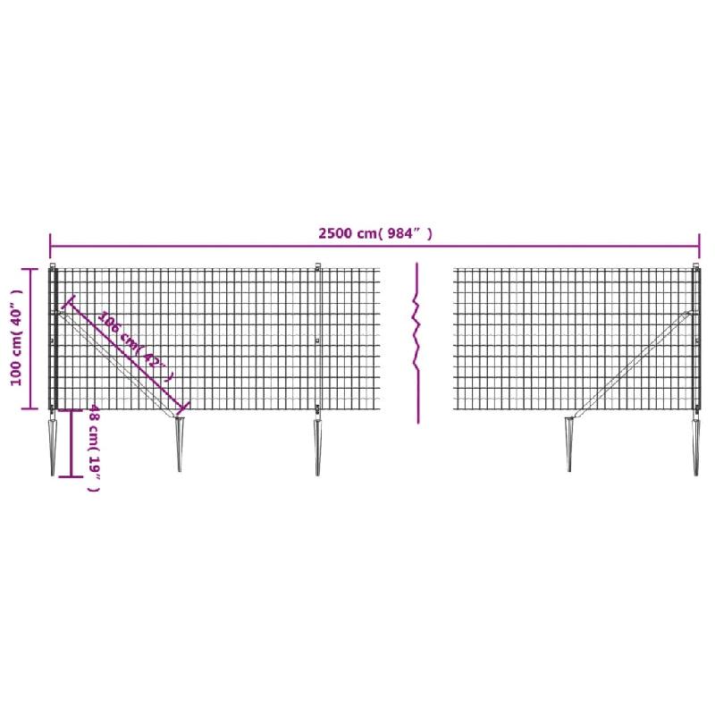 Vidaxl clôture en treillis métallique et piquet d'ancrage vert 1x25 m 154105_3