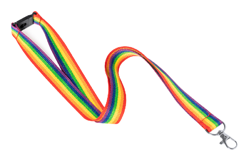 Tour de cou en polyester arc-en-ciel avec mousqueton en métal et boucle de sécurité_3