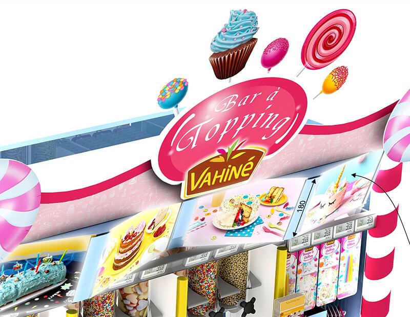 Fronton en métal - meuble présentoir PLV Seiller - support publicitaire stratégique_3