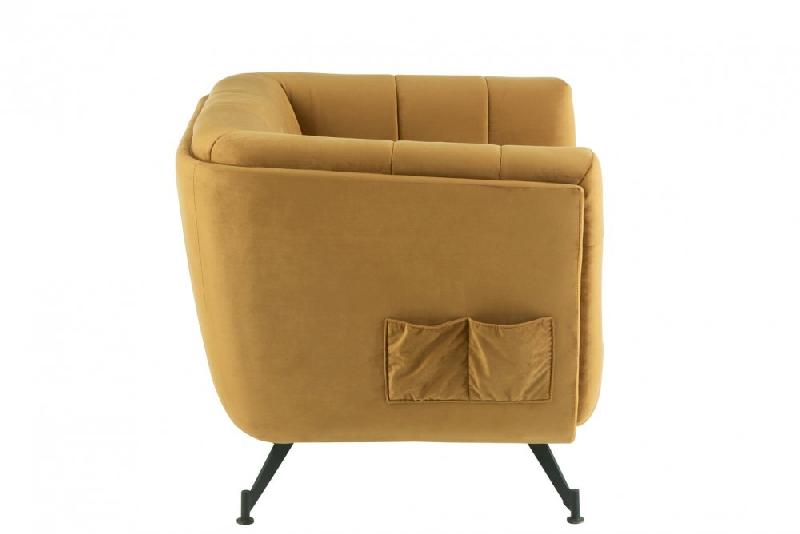 Fauteuil lounge Marianah ocre - style contemporain et assise capitonnée en velours_3