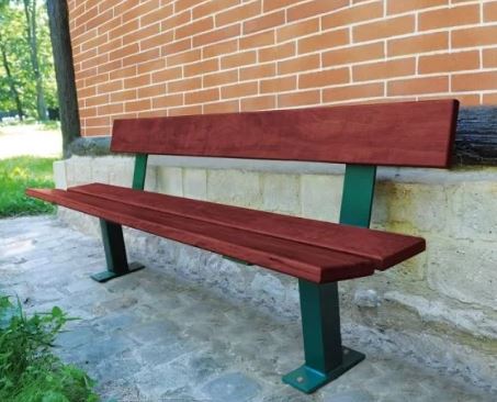 Banc public bois et acier - Pagode, longueur 1800 mm, structure en tube acier peint_3
