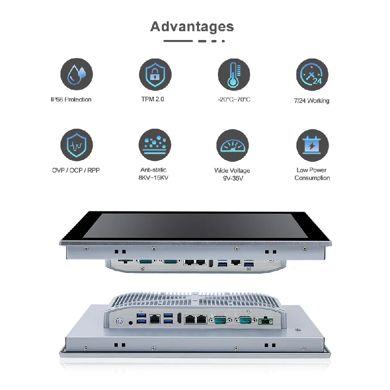 Panel PC industriel fanless 12.1 pouces 4:3 XGA pour HMI, supervision et automatisation - EVI-12SAR - façade IP65, Intel Core i3/i5/i7_3