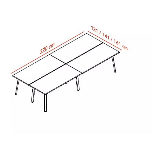 Ogi-A - Bureau bench open space 2, 4, 6 personnes - Plateau mélaminé 28mm - Options de câblage_3