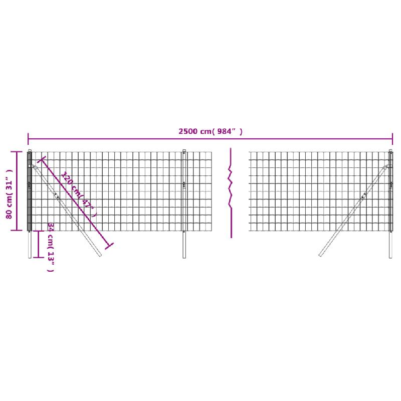 Vidaxl clôture en treillis métallique anthracite 0,8x25 m 154216_3