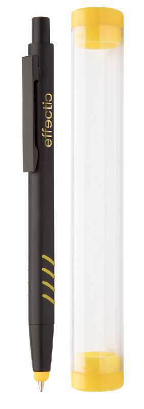 Stylo à bille stylet en aluminium - grip, embout en caoutchouc, gravure colorée et encre bleue_3