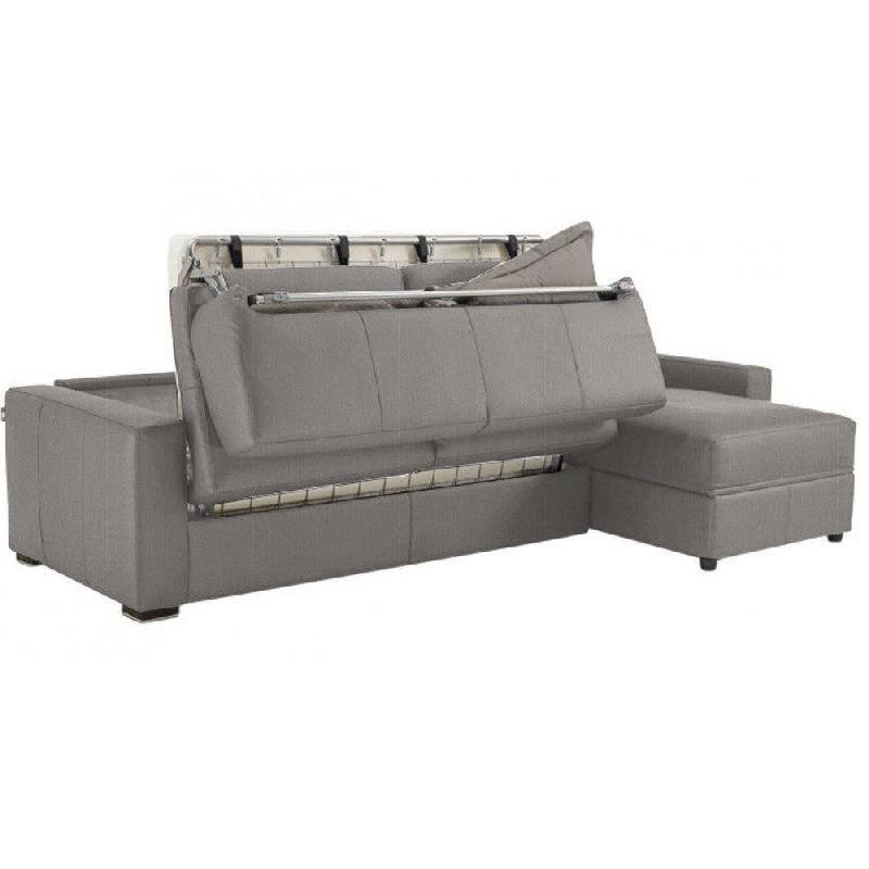 Canapé d'angle convertible Dreamer - système ouverture Express, méridienne modulable avec coffre, sommier à lattes 140 cm, matelas 16 cm - Velours gris clair_3