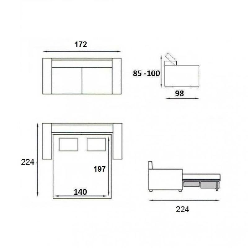 Canapé hôtellerie Divano convertible - ouverture express - matelas 16 cm - sommier à lattes Renatonisi - tissu tweed gris silver_3