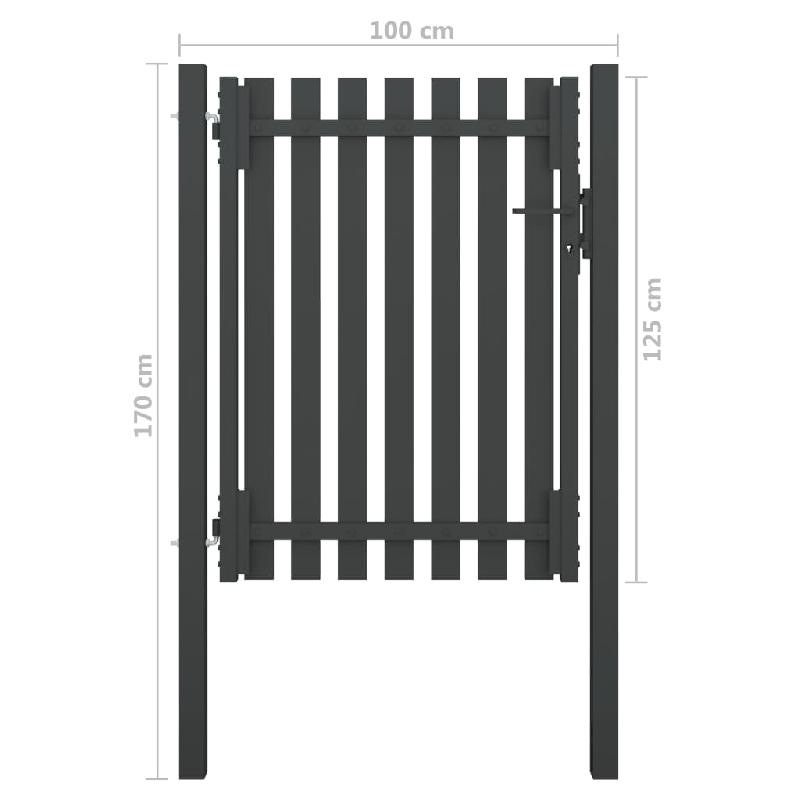 Vidaxl portail de clôture de jardin acier 1x1,7 m anthracite 146329_3