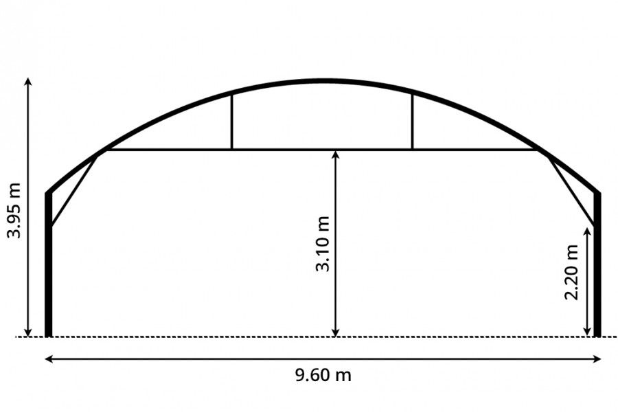 9.60 m optimum avec cheneaux - serre tunnel - serres val de loire - longueur 10 m_3