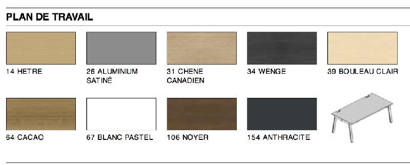 Bureau bench 2 personnes Yan Z avec caissons - MDD - 160, Anthracite, 3 tiroirs, Aluminium satiné_3