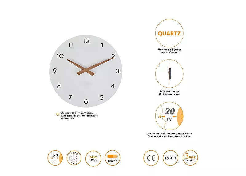 Horloge murale bois blanc_3