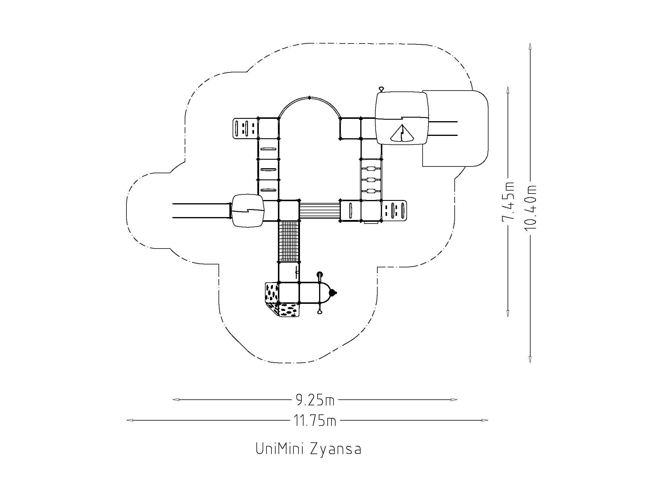Structure multi-jeux - Unimini Zyansa Hags - Pour enfants de 3 à 5 ans - Dimensions 9250x7450x2760 mm_3
