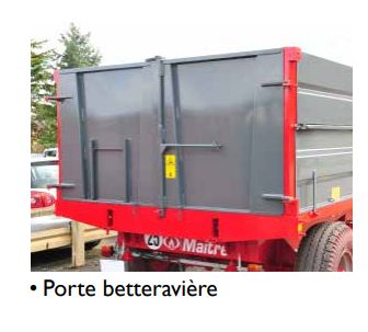 Benne agricole avec flèche réglable et valve à bille pour bennage