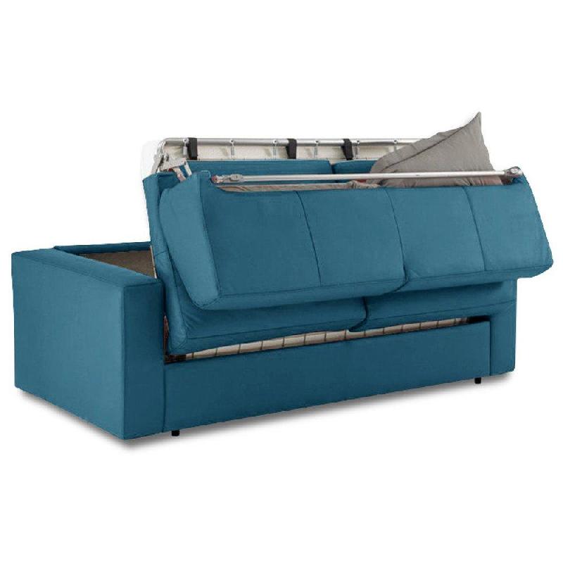 Canapé-lit convertible DREAMER 140cm - système ouverture express - matelas 16cm - tweed bleu azur_3
